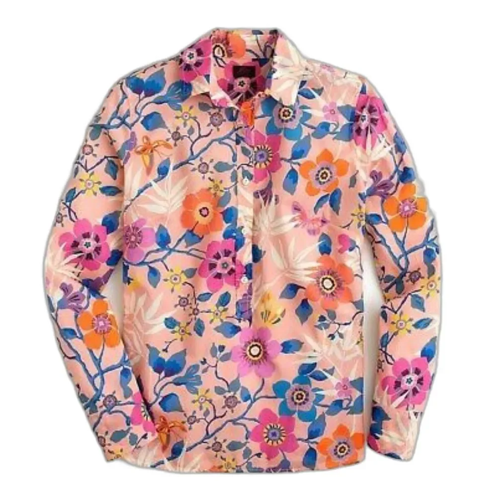 Liberty Art Fabrics for J. Crew Partial Button Down Floral Print Top Size 2